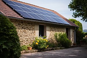 光伏太阳能板太阳能发电绿色摄影图