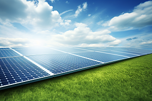 光伏太阳能板绿色太阳能发电摄影图