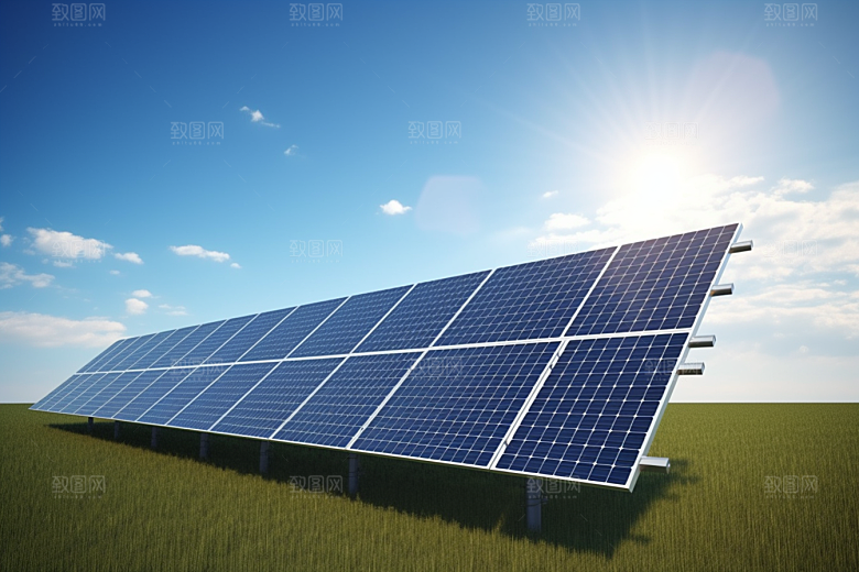 光伏太阳能板太阳能发电高清摄影图