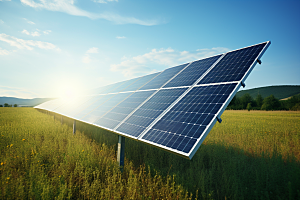 光伏太阳能板环保太阳能发电摄影图