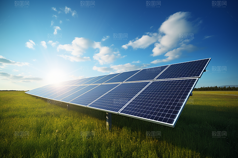 光伏太阳能板绿色发电站摄影图