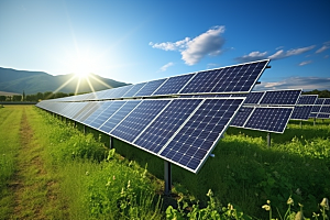 光伏太阳能板发电站环保摄影图