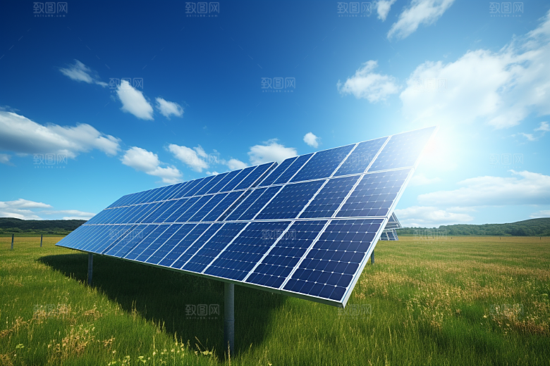 光伏太阳能板清洁能源高清摄影图
