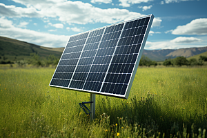光伏太阳能板发电站太阳能发电摄影图