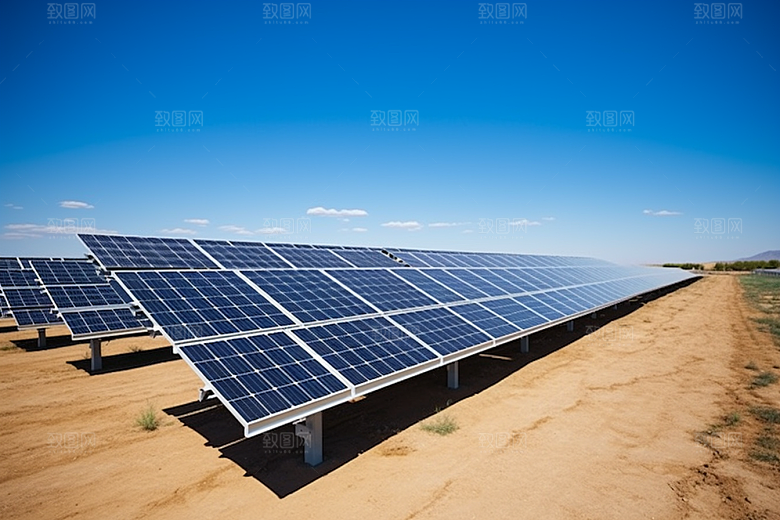 光伏太阳能板太阳能发电绿色摄影图
