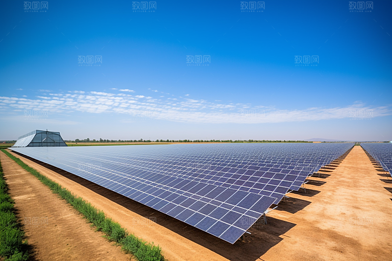 光伏太阳能板清洁能源绿色摄影图