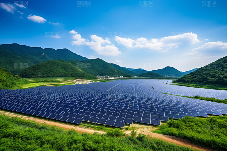 光伏太阳能板电能太阳能发电摄影图