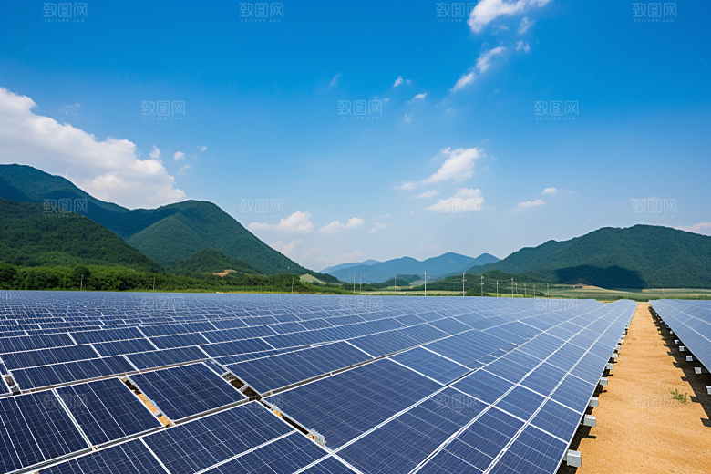 光伏太阳能板低碳清洁能源摄影图