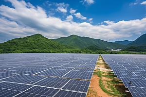 光伏太阳能板绿色太阳能发电摄影图