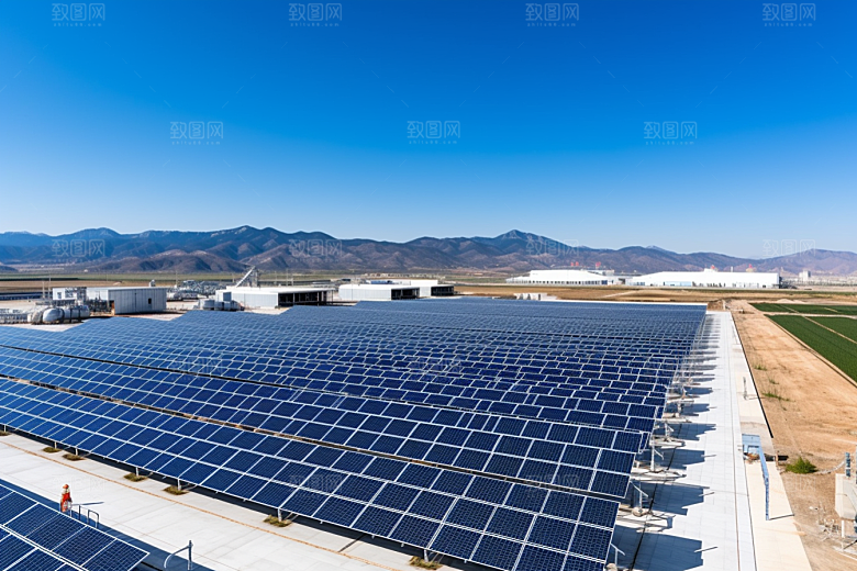 光伏太阳能板电能绿色摄影图