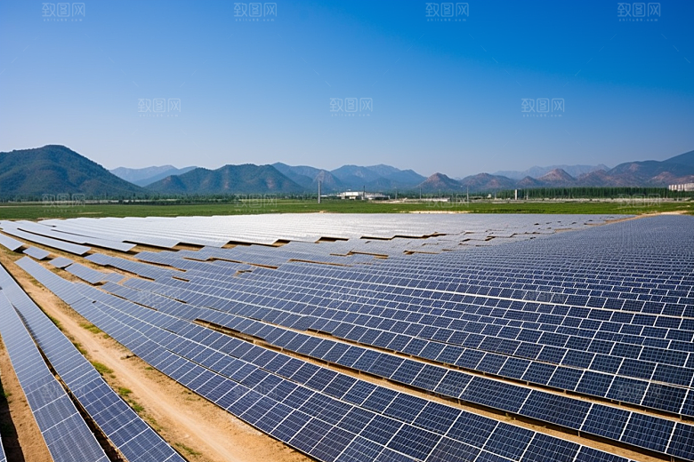 光伏太阳能板绿色发电站摄影图