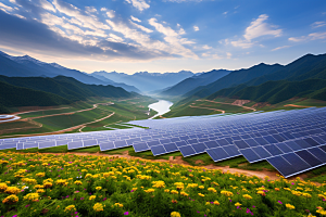光伏太阳能板清洁能源发电站摄影图