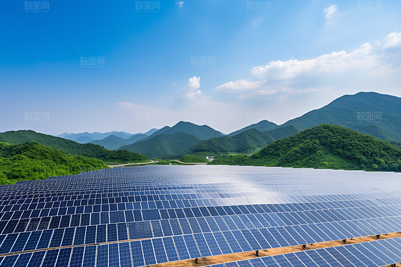光伏太阳能板清洁能源低碳摄影图