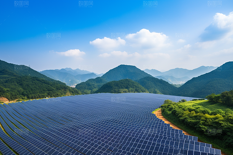 光伏太阳能板电能高清摄影图