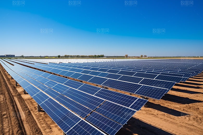 光伏太阳能板发电站低碳摄影图
