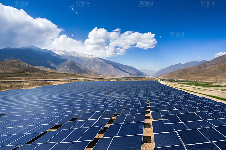 光伏太阳能板低碳太阳能发电摄影图