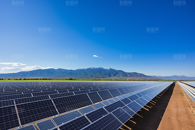 光伏太阳能板环保太阳能发电摄影图