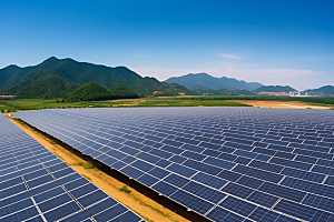 光伏太阳能板清洁能源发电站摄影图