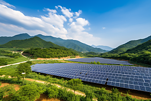 光伏太阳能板发电站清洁能源摄影图