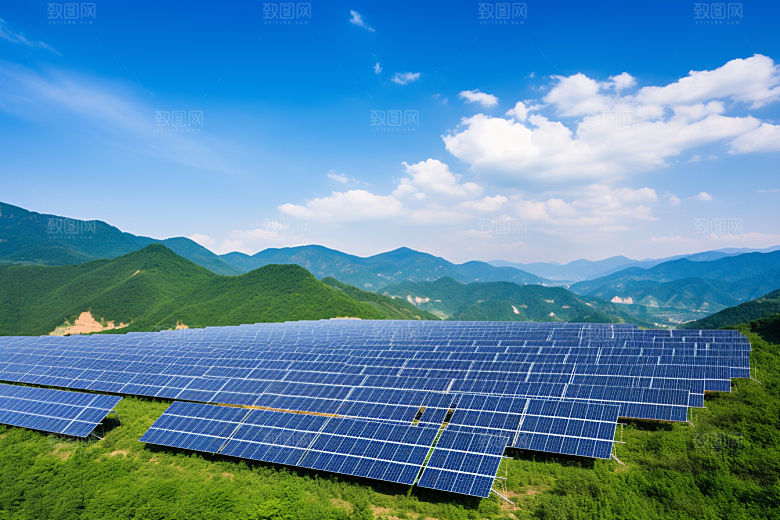 光伏太阳能板清洁能源高清摄影图