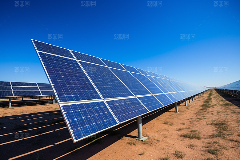 光伏太阳能板高清发电站摄影图