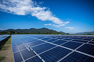 光伏太阳能板清洁能源太阳能发电摄影图