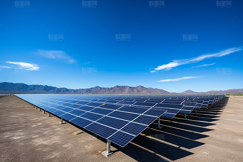 光伏太阳能板绿色发电站摄影图