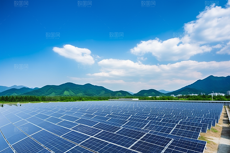 光伏太阳能板高清电能摄影图