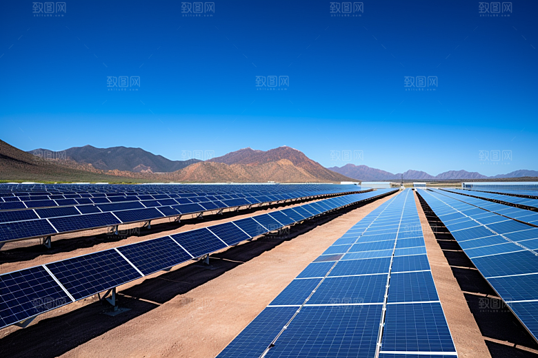 光伏太阳能板绿色高清摄影图