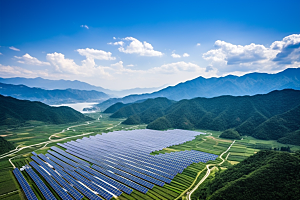 光伏太阳能板太阳能发电清洁能源摄影图