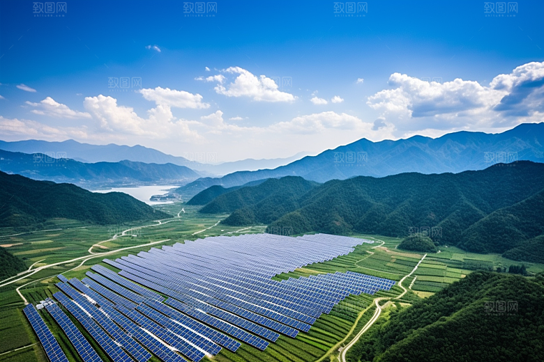 光伏太阳能板太阳能发电清洁能源摄影图