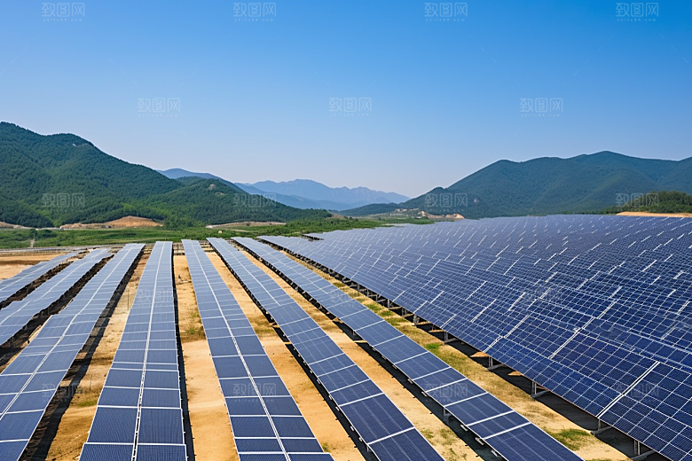 光伏太阳能板低碳清洁能源摄影图