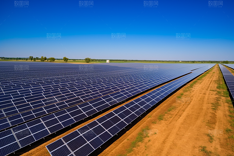 光伏太阳能板高清太阳能发电摄影图