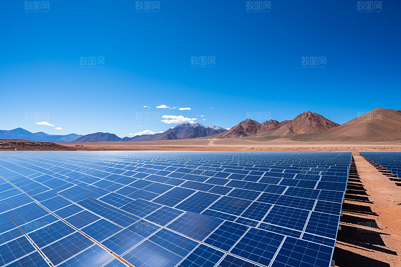 光伏太阳能板发电站高清摄影图