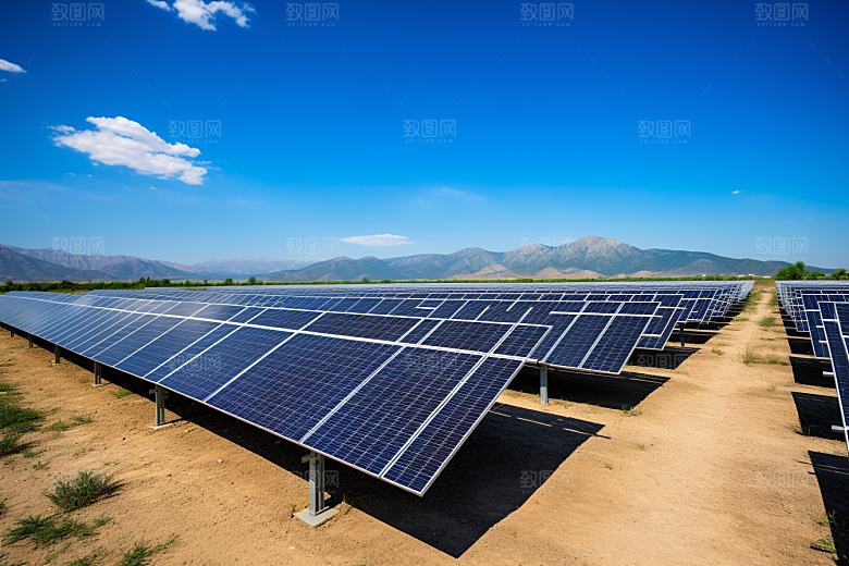 光伏太阳能板电能清洁能源摄影图