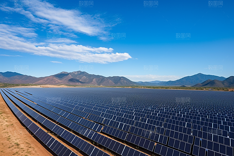 光伏太阳能板绿色太阳能发电摄影图