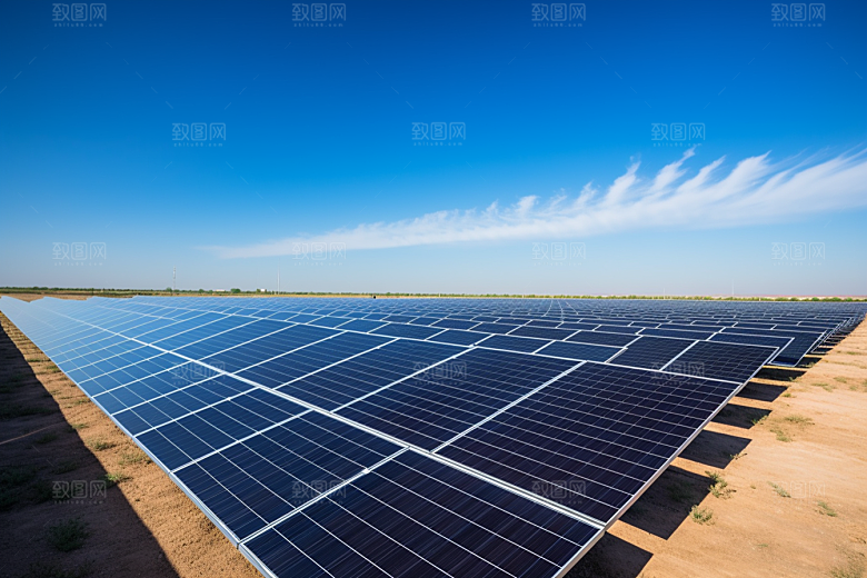 光伏太阳能板清洁能源发电站摄影图
