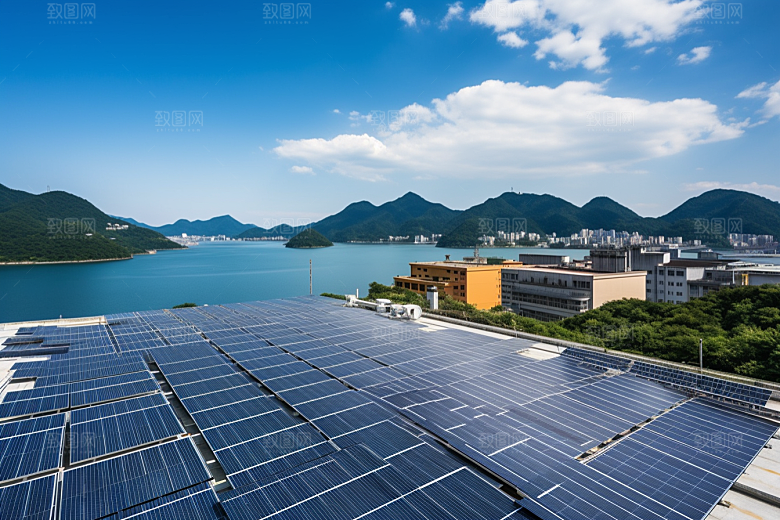 光伏太阳能板环保发电站摄影图