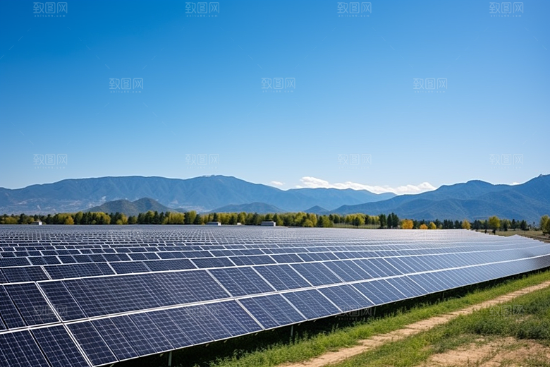 光伏太阳能板太阳能发电清洁能源摄影图