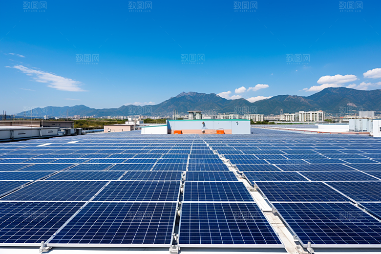 光伏太阳能板清洁能源电能摄影图