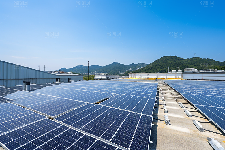 光伏太阳能板环保绿色摄影图