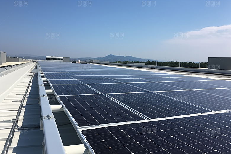 光伏太阳能板清洁能源环保摄影图