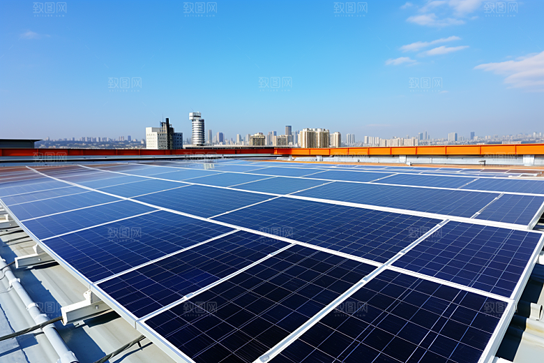 光伏太阳能板太阳能发电高清摄影图