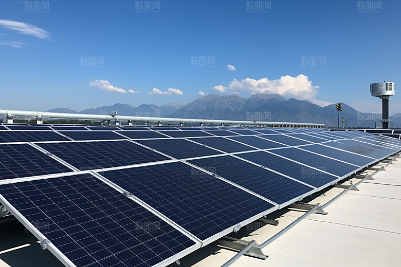 光伏太阳能板高清清洁能源摄影图