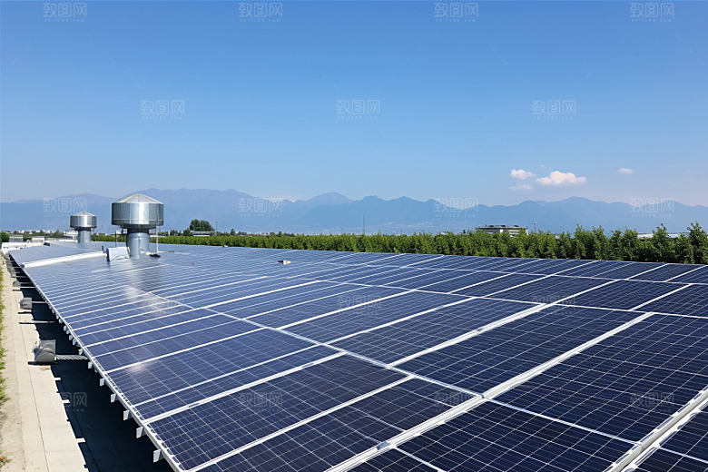 光伏太阳能板清洁能源发电站摄影图