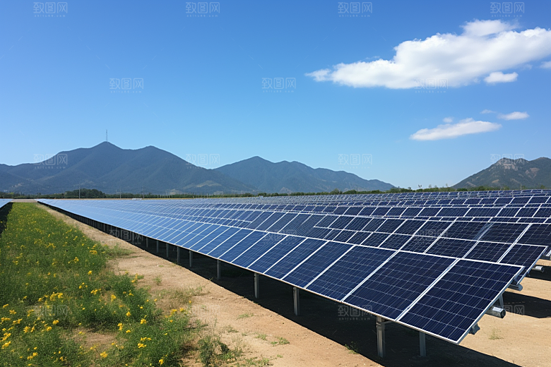 光伏太阳能板太阳能发电环保摄影图