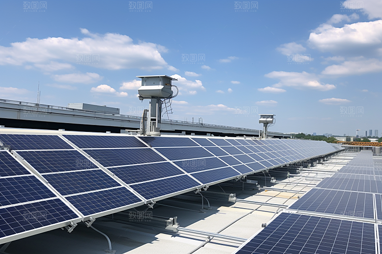 光伏太阳能板清洁能源绿色摄影图