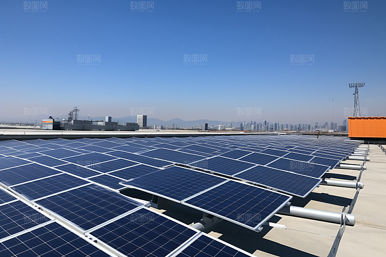 光伏太阳能板高清清洁能源摄影图