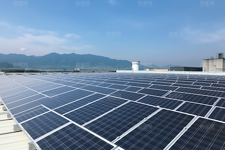 光伏太阳能板高清清洁能源摄影图