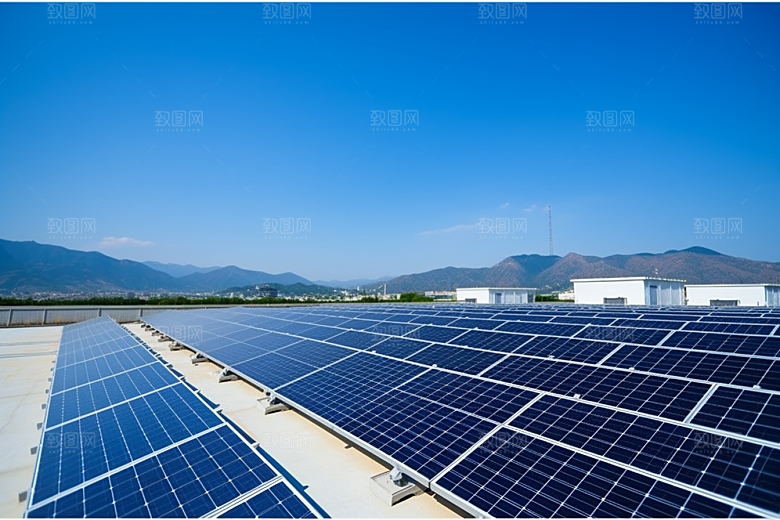 光伏太阳能板高清低碳摄影图